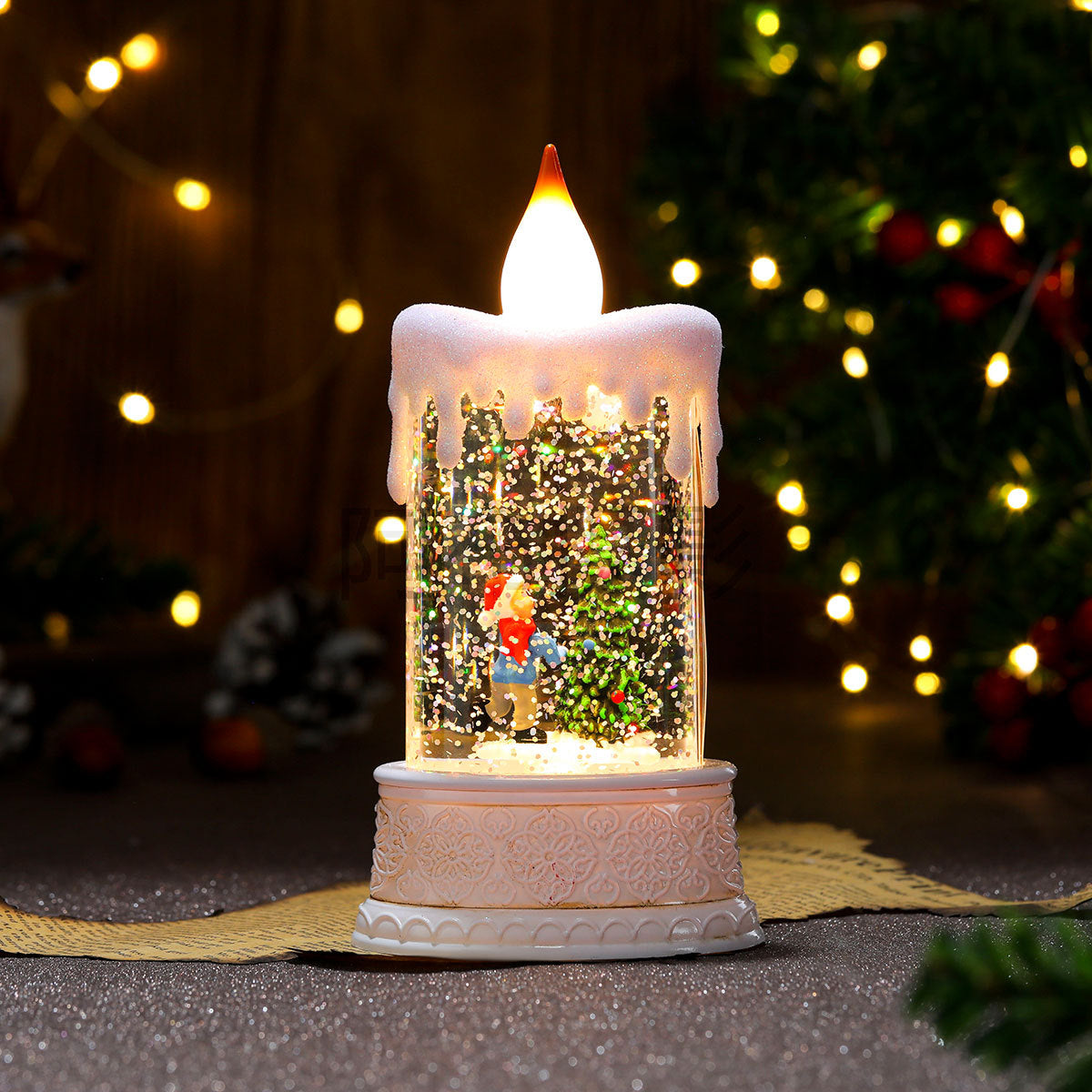 Christmas Glowing Candle Lamp Desktop Decoration