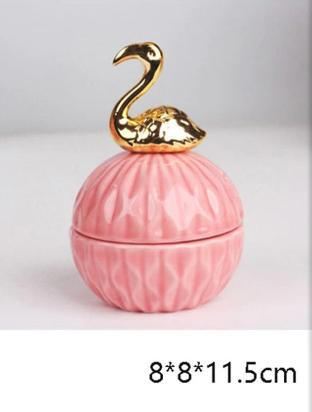 Jewelry Storage Box Organizer for Women Pink Ceramic Dustproof Cover Home Deco Desktop Organization Jewellery Storage Case