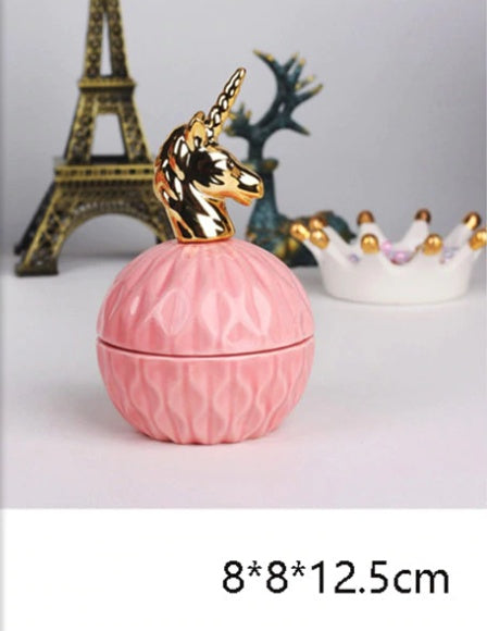 Jewelry Storage Box Organizer for Women Pink Ceramic Dustproof Cover Home Deco Desktop Organization Jewellery Storage Case