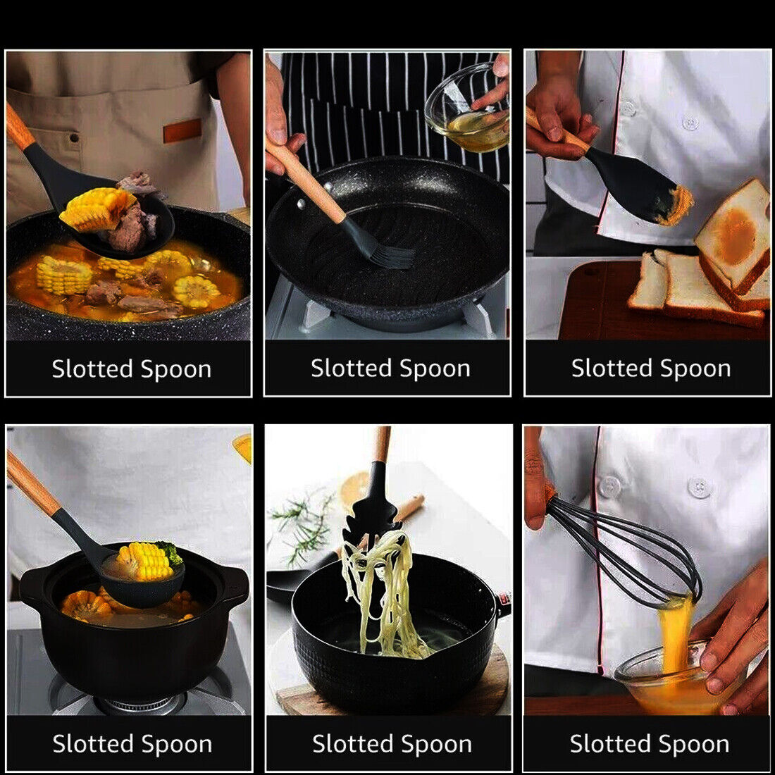 New 12Pcs Kitchen Utensils Set Silicone Cooking Nonstick Spatula Turner Spoon Tools UK