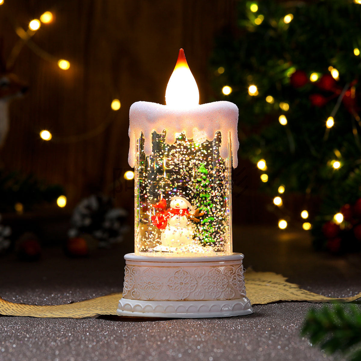 Christmas Glowing Candle Lamp Desktop Decoration