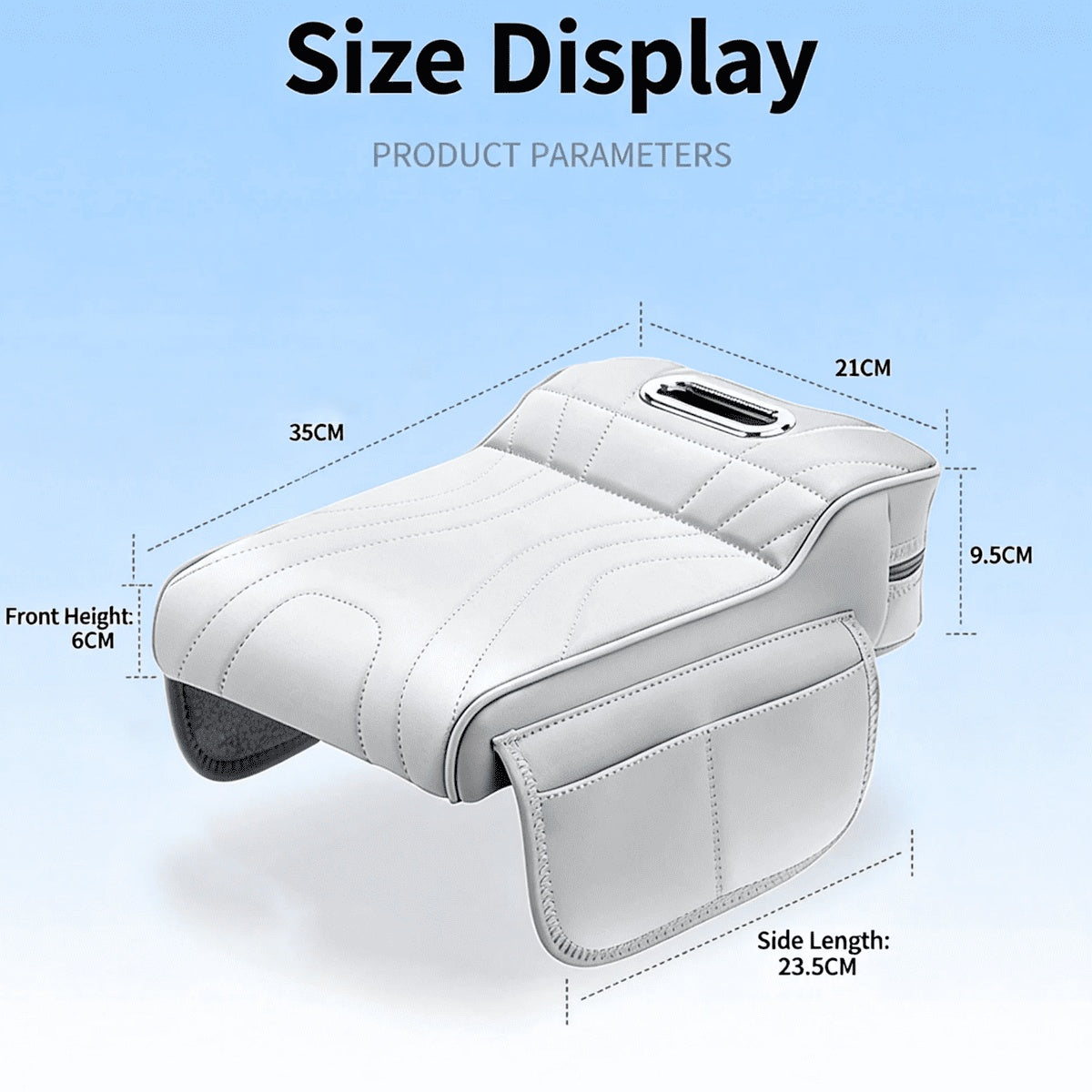 Car Center Console Armrest Cover With Tissue Box And Dual Cup Holders, Leather Armrest Cushion Pad With Side Storage Pockets, Memory Foam Car Interior Accessories, Universal Fit