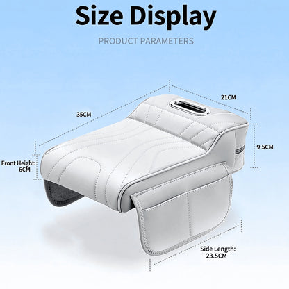 Car Center Console Armrest Cover With Tissue Box And Dual Cup Holders, Leather Armrest Cushion Pad With Side Storage Pockets, Memory Foam Car Interior Accessories, Universal Fit