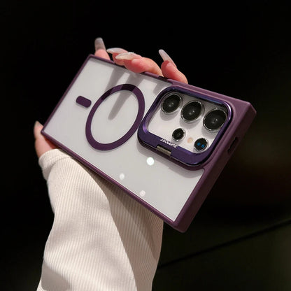 Crystal Clear Magnetic Case with Metal Lens Stand For Samsung Galaxy S24, S23, S22 Series