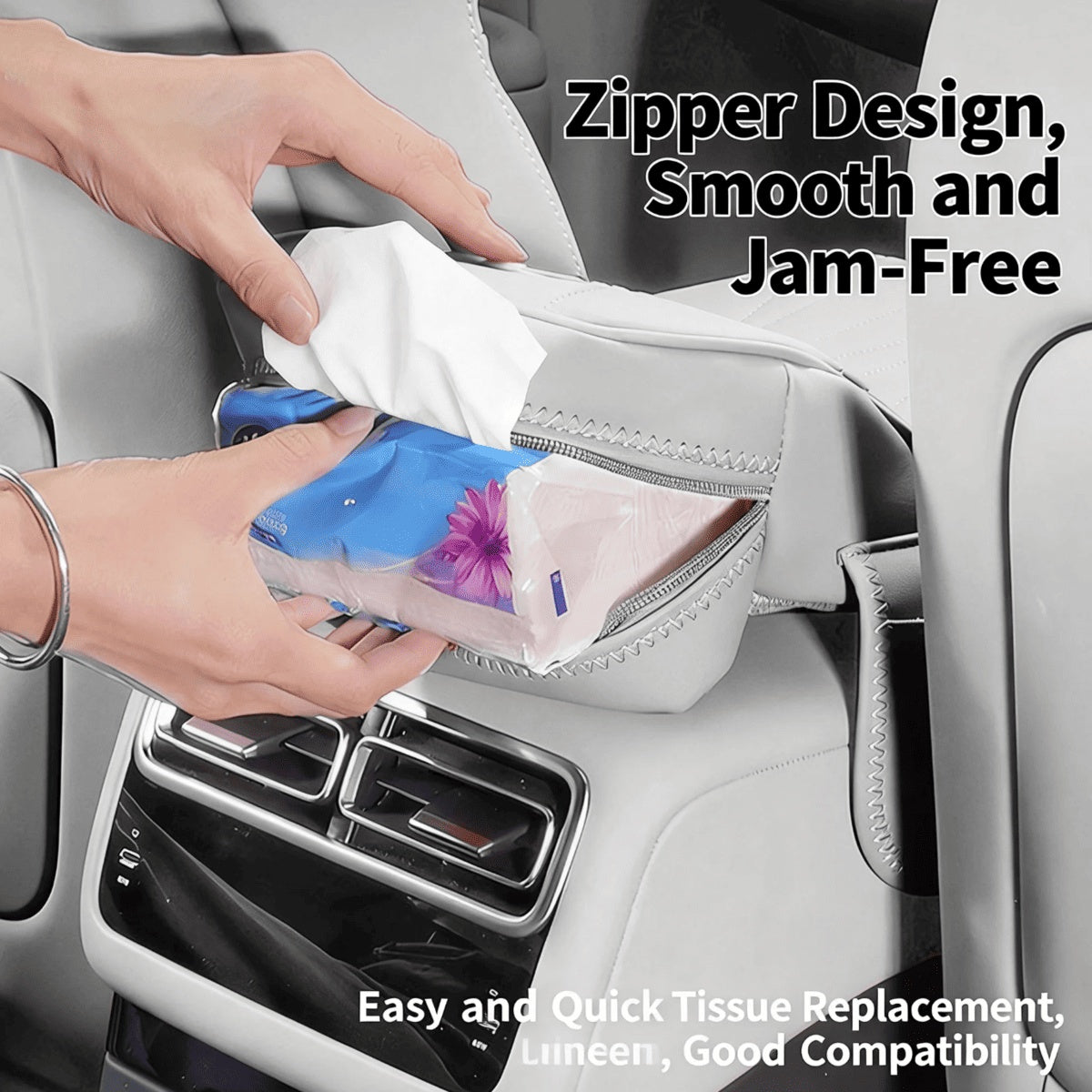 Car Center Console Armrest Cover With Tissue Box And Dual Cup Holders, Leather Armrest Cushion Pad With Side Storage Pockets, Memory Foam Car Interior Accessories, Universal Fit