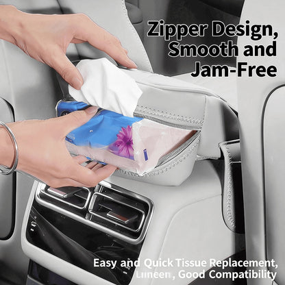 Car Center Console Armrest Cover With Tissue Box And Dual Cup Holders, Leather Armrest Cushion Pad With Side Storage Pockets, Memory Foam Car Interior Accessories, Universal Fit