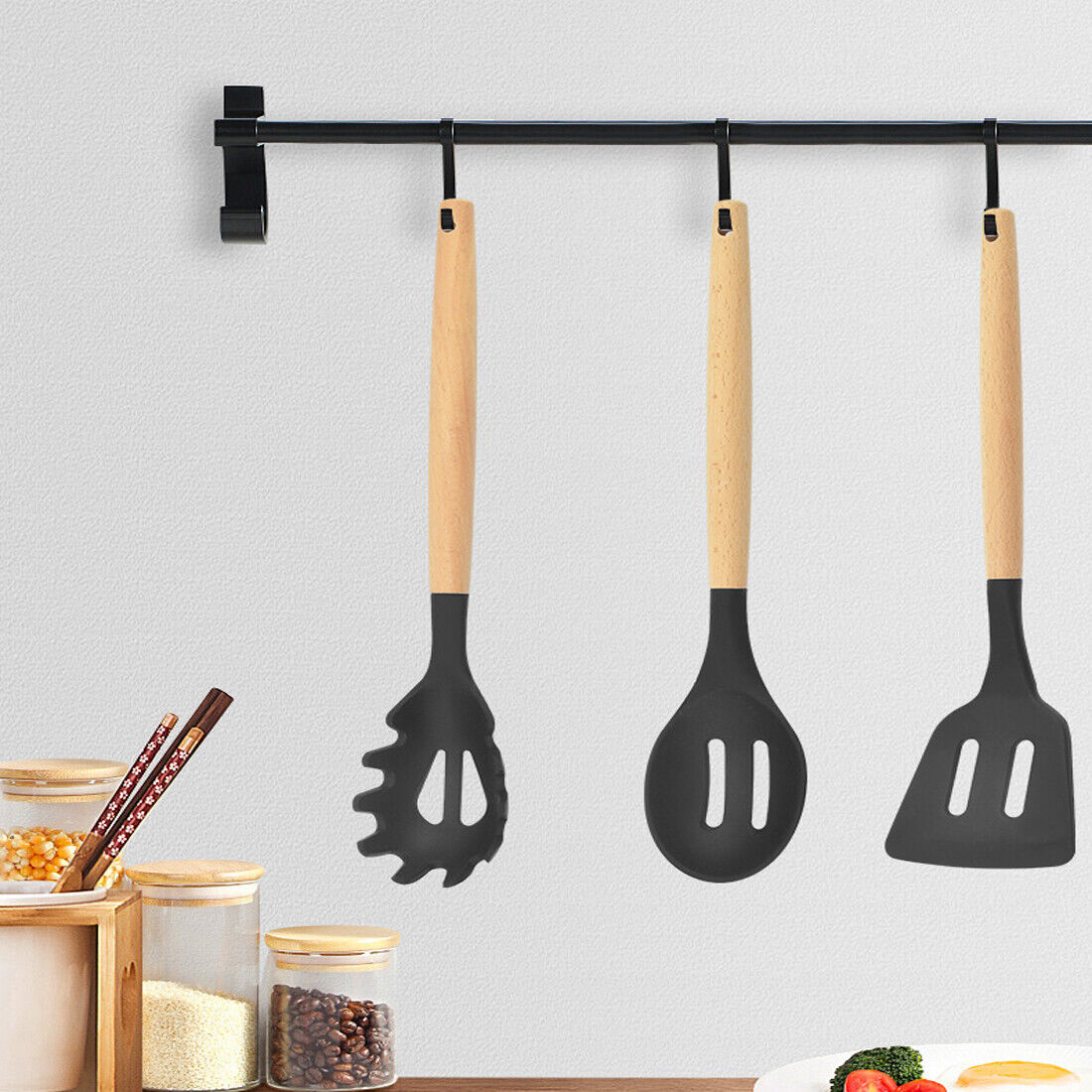 New 12Pcs Kitchen Utensils Set Silicone Cooking Nonstick Spatula Turner Spoon Tools UK