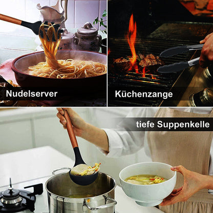 New 12Pcs Kitchen Utensils Set Silicone Cooking Nonstick Spatula Turner Spoon Tools UK