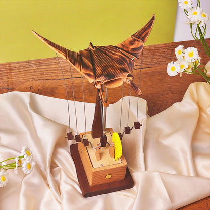 Handcrafted Wooden Manta Ray Automaton